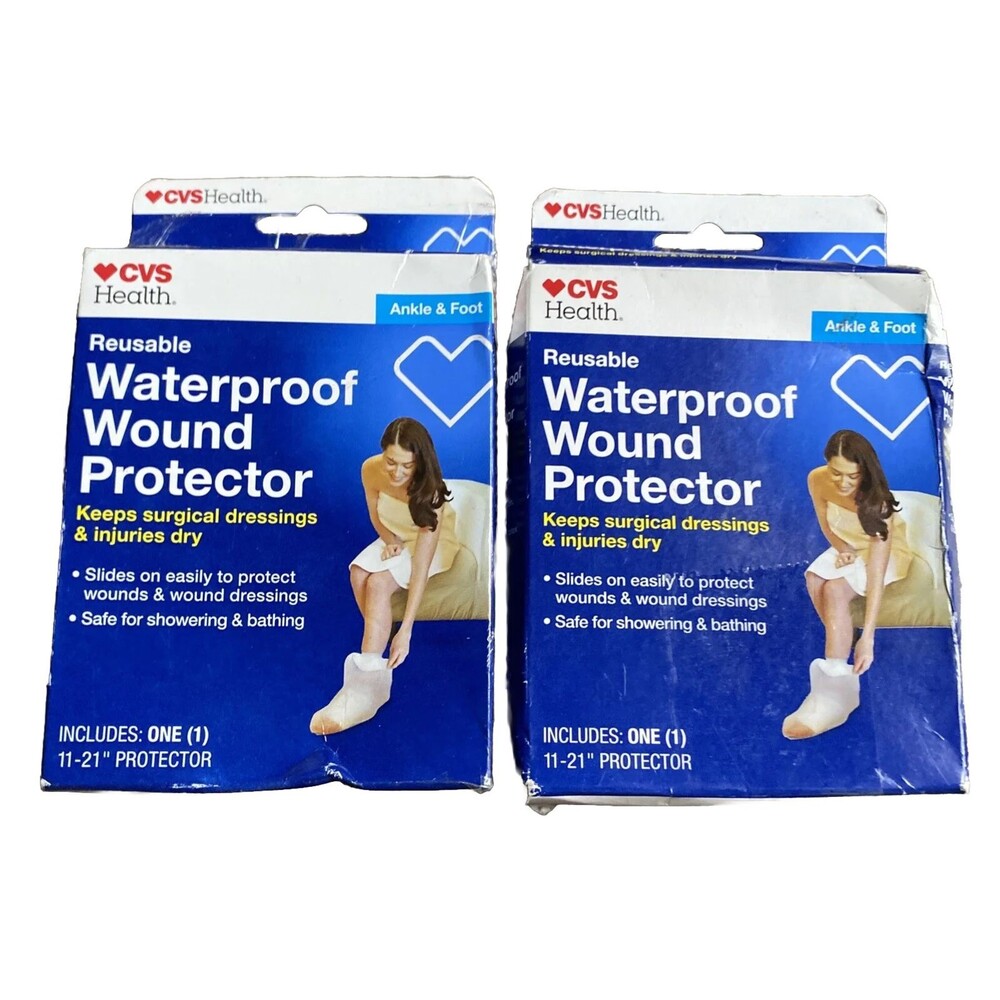 CVS Reusable Waterproof Wound/Cast Bathing Shower Protector for Ankle & Foot X2